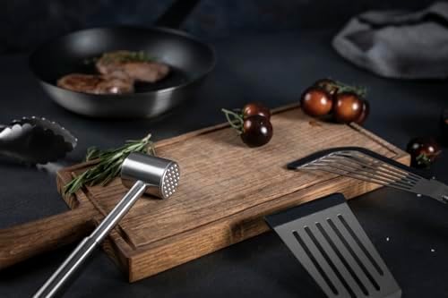 Kuhn Rikon Essential Meat Tenderizer – Dual-Sided Stainless Steel Head for Tenderizing & Flattening Meat – Comfortable Grip Handle