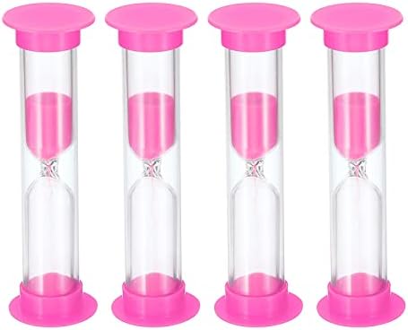 PATIKIL 2 Minute Sand Timer, 4Pcs Small Sandy Clock with Plastic Cover, Count Down Sand Glass for Games, Kitchen, Party Favors DIY Decoration, Pink