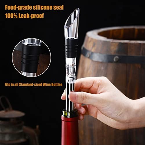 DERGUAM 3-in-1 Stainless Steel Wine Chiller with Wine Aerator and Wine Pourer, Wine Chiller Stick Wine Chiller Rod Fits in all Standard-sized Bottles, for Wine Accessories Wine Lover Christmas Gifts