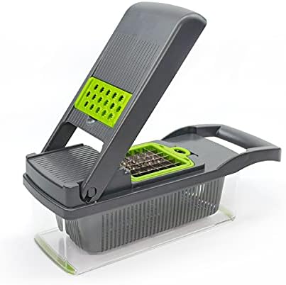 Vegetable Chopper Peeler Food Chopper Salad Chopper Vegetable Cutter Vegetable Spiralizer Vegetable Slicer Onion Chopper with Container by KAUKKO （09-Black）