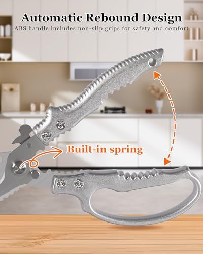 Poultry Shears, Heavy Duty Kitchen Shears With Anti-Slip Handle & Safety Lock, Poultry Scissors for Food, Meat, Turkey, Chicken, Fish & Vegetables