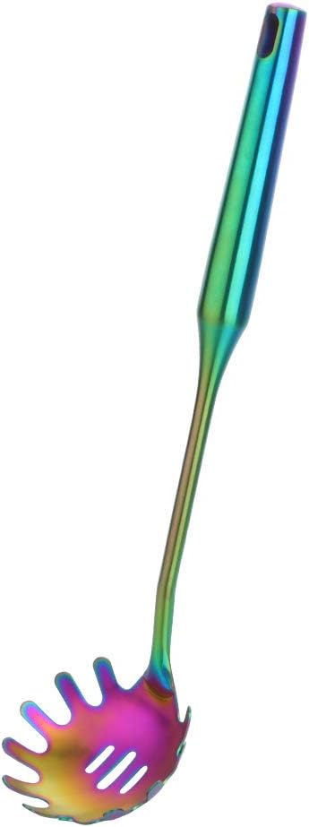 Spaghetti Fork, BuyGo Stainless Steel Pasta Server Rainbow Spaghetti Server Utensil for Buffet, 13.4 Inch, Dishawasher Safe