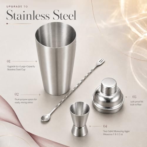 24oz Cocktail Shaker Set - Professional 316 Stainless Steel Bar Kit