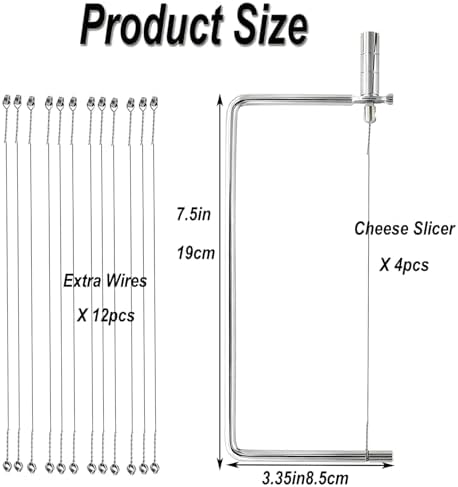 Cheese Cutter Board Accessories Kitchen Knife Marble Block Cheese Slicer Stainless Steel Components DIY for Making Giftable Cheese Cutting Boards with Hardware Cheese Slicer Kit(4Slicer+16Wires)7.5“