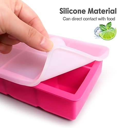 Excnorm Silicone Ice Cube Trays, 2‑Pack Large Square Molds with Lid