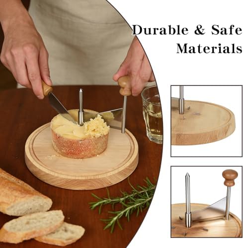 Cheese Curler Wheel with Wooden Board – Ideal Cheese Slicer Tool for Charcuterie Boards, Wine Evenings, Dinner Gatherings, Creates Perfect Petals and Curls