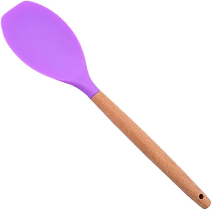 1pc Purple Silicone Spatula Set with Wooden Handle, Heat Resistant Rubber Cooking Utensils Spatula, Ideal Cookware for Cooking, Baking and Mixing.