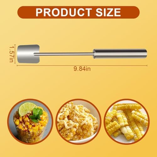 Upgrade Long Handle Stainless Steel Corn Cob Stripper Tool, Easy Clean Corn Peeler Corn Cob Stripper Tool, Corn on the Cob Cutter Kernel Remover for Home Kitchen Gadget (1pcs)