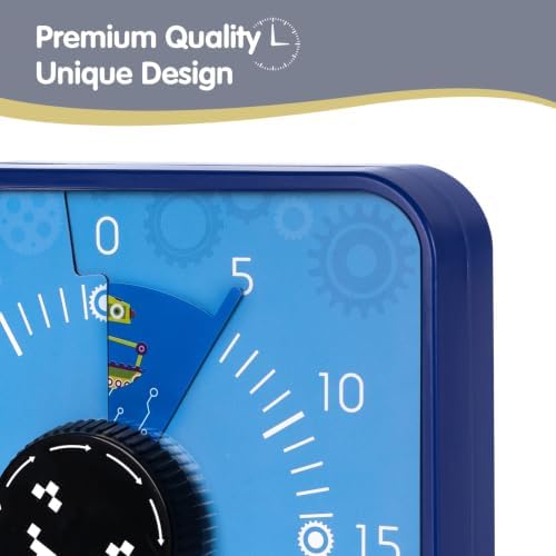 TWENTY5 SEVEN Robot Visual Timer for Kids, 7.5 Inch 60 Minute Countdown Timer, Mechanical Magnetic 1 Hour Clock for Classroom Teaching, Homework, Exam, Office Meeting & Time Management, Blue