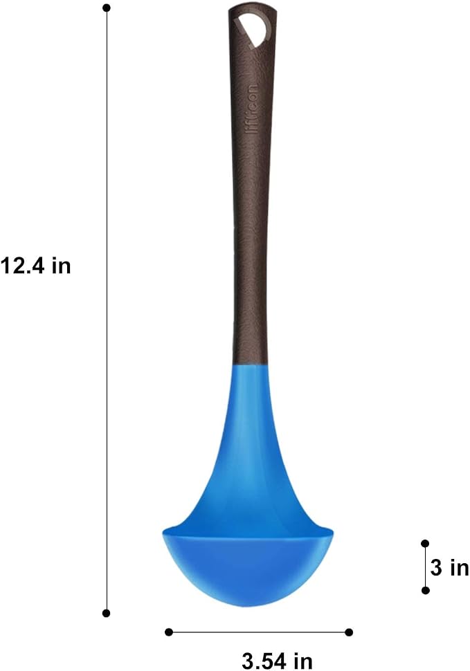 Liflicon Soup Ladle Silicone Spoon with Food Grade Silicone Stylish Design Heat Resistant Up to 446 Degree Fahrenheit Non Stick Odor Resistant Dishwasher Safe-Chacha Ladle