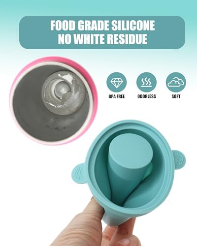 Ice Molds for Owala 24-40oz, Set of 3, Food-Grade Soft Silicone, No White Residue, Easy to Release, Straw Placement Compatible with Owala FreeSip, Keeps Drinks Cold Longer (Light Blue)