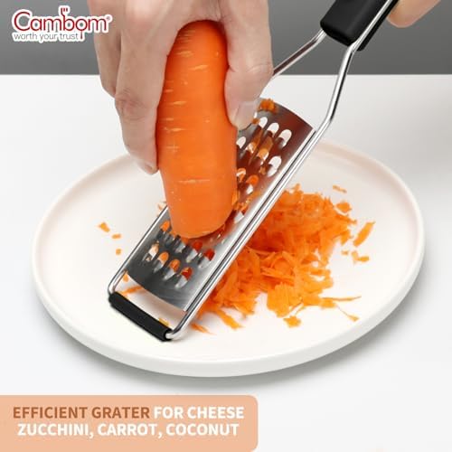 Cheese Grater Vegetable Shredder & Citrus Zester Lemon Zester for Parmesan Cheese, Vegetables, Zucchini, Nutmeg, Chocolate, Lemons, Hand Held Shredder Graters Stainless Steel Extra Coarse Blade