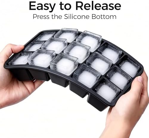 Silicone Ice Cube Trays with Lids(2Pack, Black)