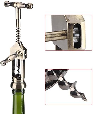 Wine Bottle Opener, Retro Wine Corkscrew Portable, Professional Manual Cork Puller Effortless Wine Opener for Kitchen Chateau Restaurant Wedding