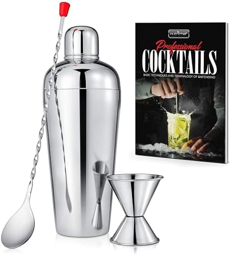 NutriChef 3 Piece Bartender Set | Professional Margarita Mixer & Cocktail Shaker Set Includes Cocktail Shaker, Jigger & Bar Spoon | Bartender Martini Mixology Barware | Perfect for Homes & Bars