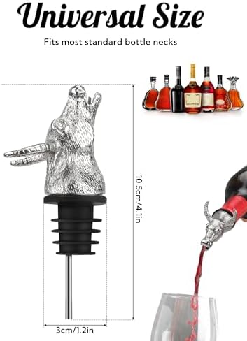 Wine Pourer for Wine Bottles, Stainless Steel Animal Bar Liquor Bottle Pourer Liquor Pour Spout for Liquor Bottles, Speed Pourer Wine Areator Spout Bottle Pourer for Alcohol (Bull)