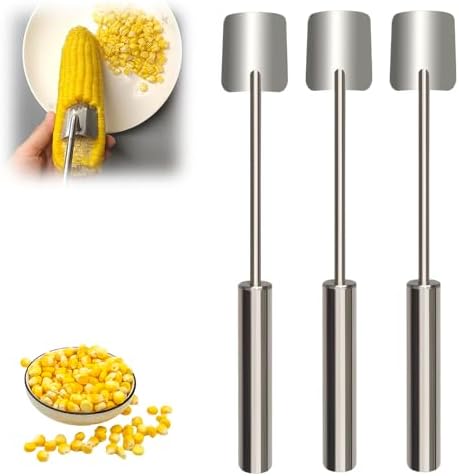 Corn Peeler, 2025 New Corn Cob Peeler, Stainless Steel Long Handle Corn Stripping Tool, Corn Peeler for Corn on the Cob, Corn on the Cob Remover for Home Kitchen, Restaurant, Picnic (3pcs)