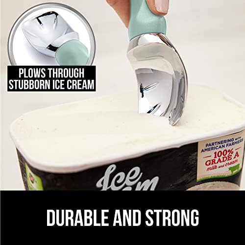 Gorilla Grip Spring Scoop and Ice Cream Scoop, Spring Scoop is Multipurpose, Ice Cream Scoop is Heavy Duty, Dishwasher Safe, Both in Mint Color, 2 Item Bundle