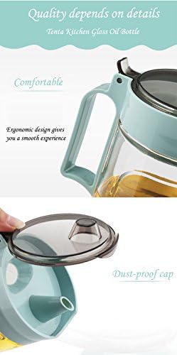 TENTA KITCHEN Olive Oil Vinegar Syrups Bottle Dispenser Cruet - 650ml(22Oz) Oil Bottle Glass With No Drip Plastic Bottle Spout And Protective Cap(Green 1PC)