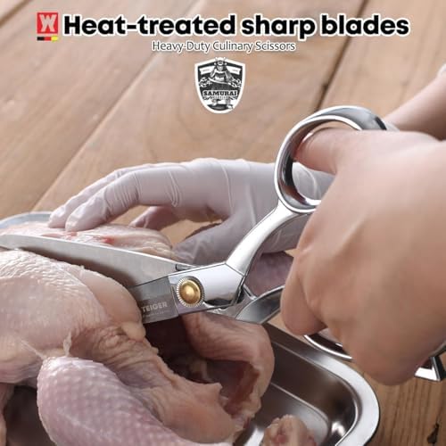 WAGENSTEIGER Stainless Steel Kitchen Scissors, Multi-Purpose Shears for Meat, Vegetables, Poultry & Seafood, Razor-Sharp Blades, Ergonomic Grip, Herb Stripper, Dishwasher Safe (Food Scissors 1601)