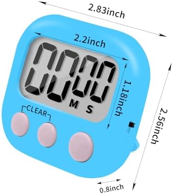 6 Pack Small Digital Kitchen Timer Magnetic Back and ON/Off Switch,Minute Second Count Up Countdown (Blue)