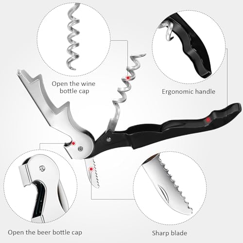 Honoson 40 Pcs Wine Opener Bulk Corkscrew Bottle Wine Key, Black, White