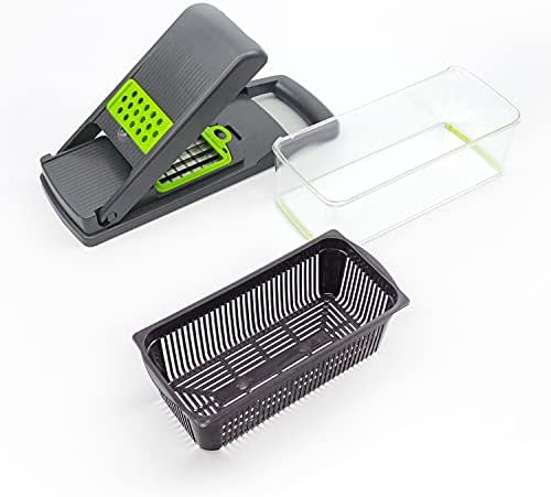 Vegetable Chopper Peeler Food Chopper Salad Chopper Vegetable Cutter Vegetable Spiralizer Vegetable Slicer Onion Chopper with Container by KAUKKO （09-Black）