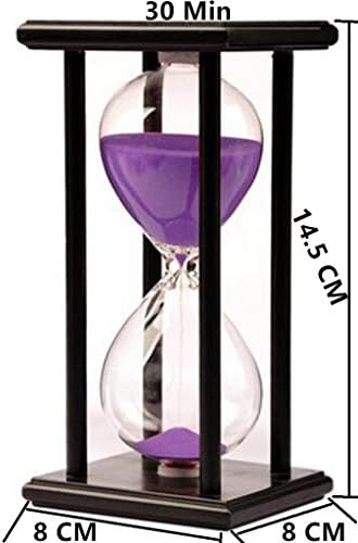 Lodunsyr 30 Minutes Hourglass Sandglass Timer Sand Timer Clock 30 Min Wooden Frame Home Decoration Office Ornament Wooden Frame Kitchen Timer Purple