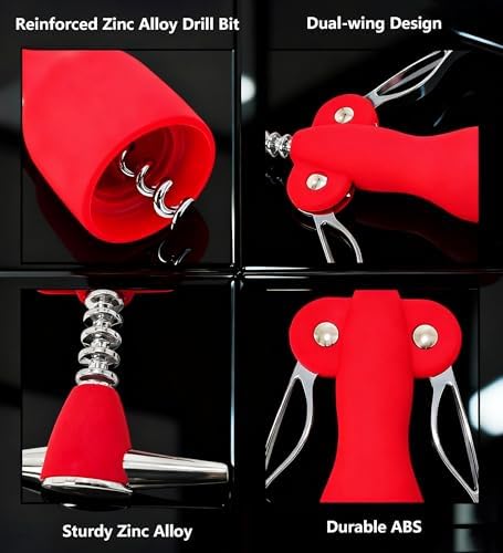 Beauty Inspired Corkscrew Wine Opener Set with Bottle Stopper and Aerator Pourer Dual Wing Design