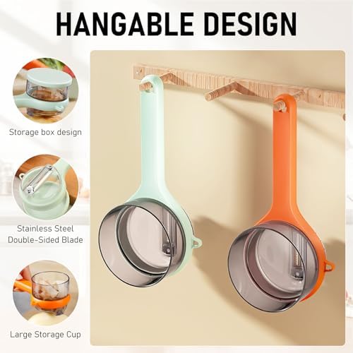 2PCS Peeling Knife with Container,Double-Sided Stainless Steel Multifunctional Kitchenware Set,Vegetable Peeler with Catcher for Home Kitchen Fruit Peeling Supplies(2pcs Mix)