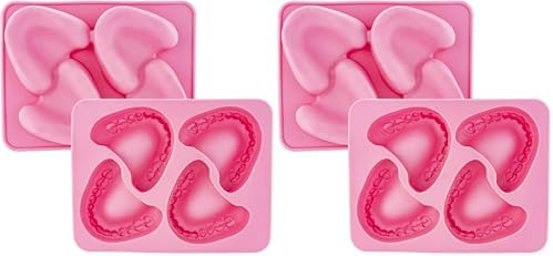 Fairly Odd Novelties FON-10014 Smile Teeth Denture Shaped ICE Tray Mold Perfect Gag or White Elephant Gift for Dentists or Seniors makes 4 Cubes One Size Pink (Pack of 2)