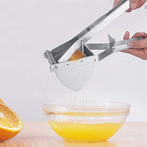 Fdit Potato Ricer Masher Press, Stainless Steel Manual Food Press for Kitchen Home Arc Shape Plate Easy Disassemble Smooth Mashed Potato Garlic Fruit Lemon Juice Maker 1 Piece