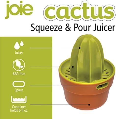 Joie Cactus Squeeze and Pour Juicer, 6oz – Easy-to-Use Citrus Juicer for Fresh Juice, Fun Cactus Design, Durable & Compact for Kitchen or Travel