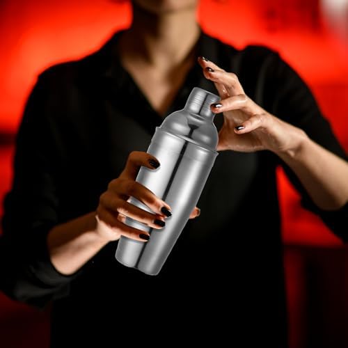 Nitial 6 Pcs Bar Cocktail Shaker Stainless Steel, Silver, 25 oz
