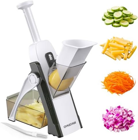 Safe Mandoline Slicer for Kitchen, 5 in 1 Vegetable Food Chopper for Potato
