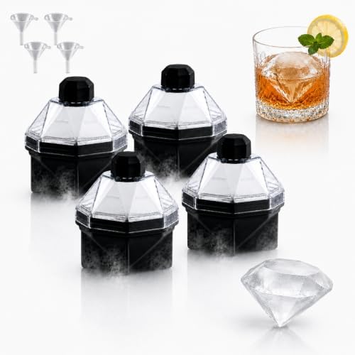 Diamond Ice Molds for Whiskey 4-Pack Makes 2.3in Large Shaped Ice Cubes