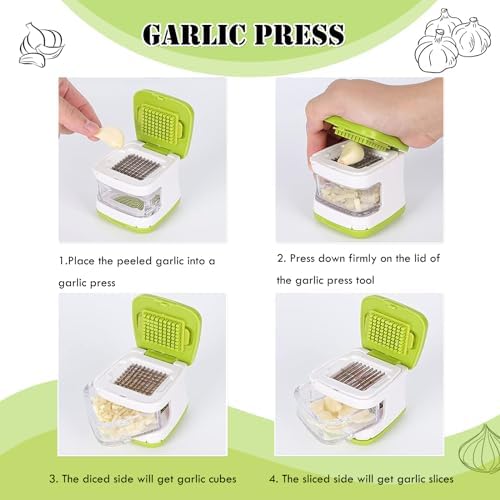 Kitchen Innovations Garlic Press and Chopper with Stainless Steel Blades Small Garlic Slicer for Mincer Ginger Fruit Kitchen Tool