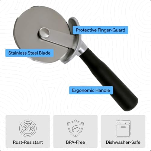 GORILLA GRIP Patented Stainless Steel Large Pizza Cutter Wheel, Black