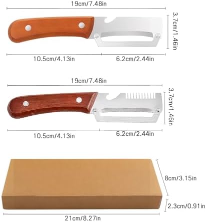 Kitchen Multi-Function Stainless Steel Thickened Fruit Peeler Knife Thickened Wooden Handle Kitchen Peeling Tools C [Wooden Handle] 1.0 Cm Thick 3-In-1 Peeler + 1.8 Cm Thick 2-In-1 Peeler + Box
