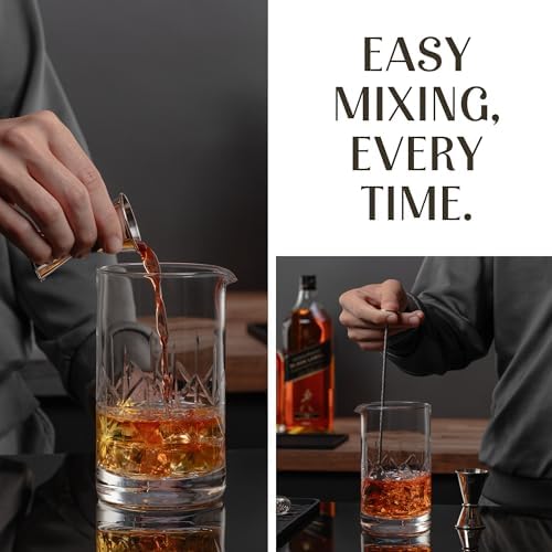 Mixology & Craft 24oz Crystal Cocktail Mixing Glass – Lead-Free Clarity, Stable Weighted Base, Specialty Bar Tool for Martinis, Negronis, Old Fashioned, Home Bar Displays, Entertaining and Gift Giving