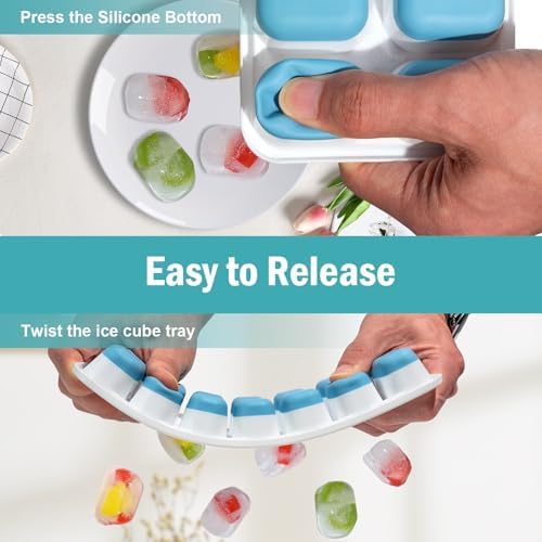 Ice Cube Trays for Freezer – 5 Pack 70 Cubes Total, Reinforced Snap Lids That Stay Closed, Silicone Push-Release Bottom, BPA-Free, Stackable & Spill-Proof – Perfect for Parties, Home Bar & Daily Use