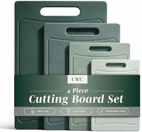COOK WITH COLOR Non-Slip Cutting Board Set – Kitchen Essentials with Easy Grip Handle for Meat, Veggies, and Fruits, 4 Cutting Boards, Mint