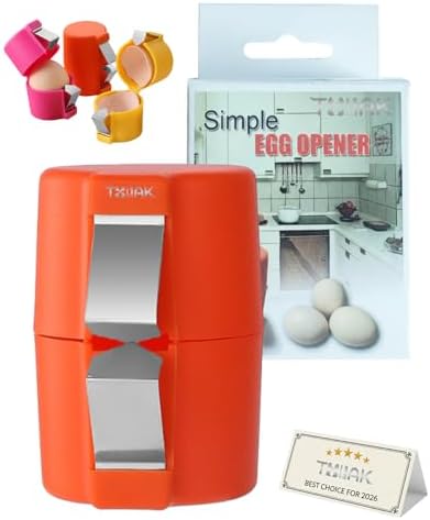 Egg Shell Opener Cracker Tool, Hard Boiled Peeler, Stainless Steel Eggs Cutter Breaker Cracking Eggshell, 2026 Upgraded Little Handheld Raw Separator Kitchen Gadgets, Easy to Use (Orange)