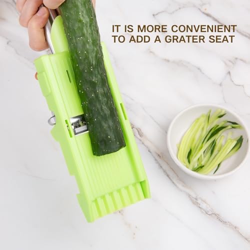 Stainless Steel Dual Blade peelers for kitchen,Julienne Peeler,Vegetable Peeler for carrot,potatoe, Grinder easy storage,Can be fixed on the base for use(QGSY), large, Green, YC-QGSY-green-01