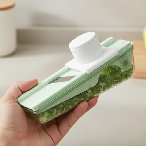 Plastic Dry Fruit & Vegetable Slicer with Storage Box | Sharp Stainless Steel Blade | Manual Cutter for Almonds, Cashews, Carrots, Cucumbers & More | Compact & Easy-to-Use (Green)