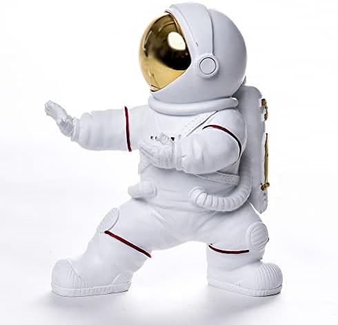 F380 Astronaut Kung Fu Figurine Statue Resin Spaceman Sculpture Desktop Ornament Space Themed Crafts Cake Toppers Model Home Office Decor Gifts for Christmas