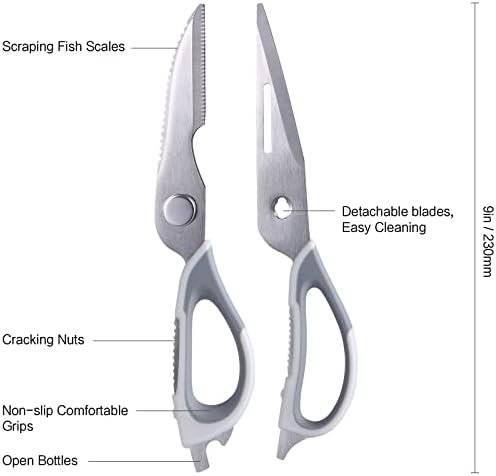 Come Apart Kitchen Scissors for Food, All Purpose Kitchen Shears (Grey)