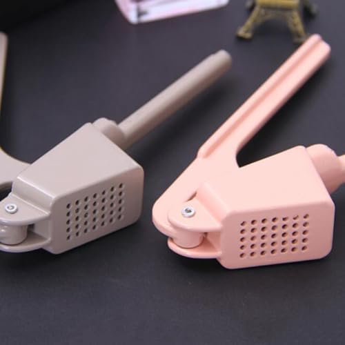 Multifunction Pink Alloy Garlic Press and Mincer Crusher with Peeling Function, Sturdy Kitchen Garlic Presser for Easy Crushing and Slicing, for Home Cooking and Food Preparation