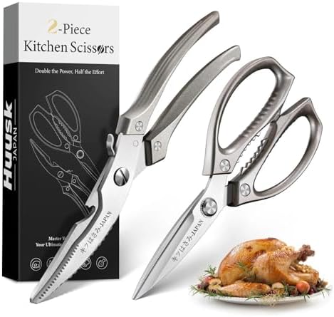 Huusk Kitchen Scissors Set Heavy Duty Spring Loaded All Purpose for Food