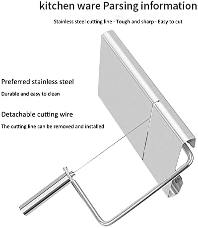 Cheese Slicer Stainless Steel Cheese Cutter with 6 Wires Butter Metal Cutting Board Vegetables Sausage Ham Herbs Food Multipurpose Kitchen Cutting Gadgets (no scale)